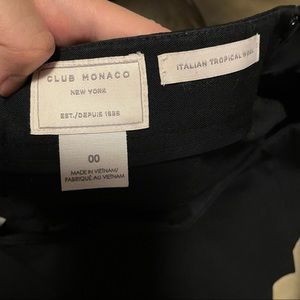 Club Monaco Black Side-Zip Wool Cigarette Trousers Sz 00